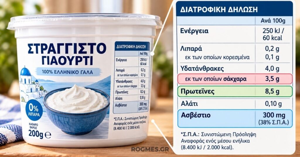 Διατροφική Ετικέτα στο Ελληνικό Στραγγιστό Γιαούρτι